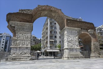 Arch of Galerius in Thessaloniki city center, famous historic monument, early Byzantine