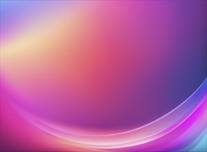 Vibrant gradient abstract art with smooth, curved lines in pink, orange, and blue hues, creating a