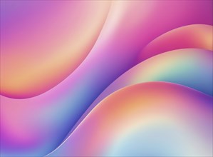 Pastel gradient abstract art with soft, wavy lines in pink, orange, and blue colors, creating a