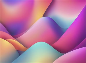 Colorful gradient abstract artwork with smooth, wavy lines in vibrant pink, orange, and blue hues,