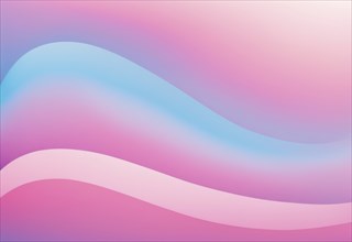 Abstract wavy lines in a gradient of pink and blue pastel colors, AI generated