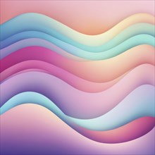 Smooth flowing waves in a gradient of rainbow pastel colors, creating a harmonious abstract visual,