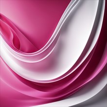 Smooth abstract fabric folds in a pink and white gradient, conveying an elegant and flowing design,