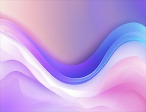 Layered wave shapes in a pastel gradient of pink, blue, purple, and orange, AI generated