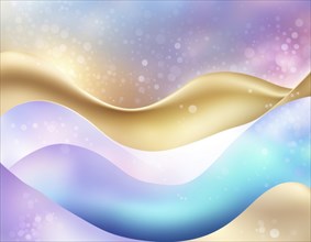 Abstract image featuring flowing waves in gradient pastel colors, creating a soft and dreamy