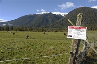 GREYMOUTH, NEW ZEALAND, SEPTEMBER 25, 2019: Signage warns people that Potassium Cyanide has been