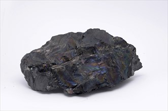 A piece of anthracite from a New Zealand mine, known locally as rainbow coal or peacock coal