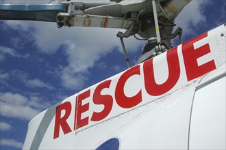 Rescue sign on helicopter