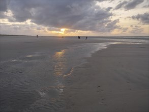 Spacious beach at sunset with a quiet and peaceful atmosphere, juist, ostfriesland, Germany, Europe