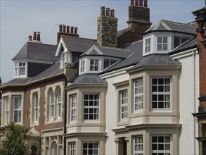 Terraced houses with large windows and tiled roofs in an urban environment, tynemouth, England,
