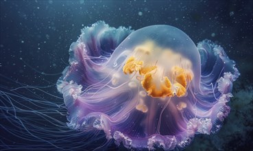 Behemoth jellyfish pulsating, nature background AI generated