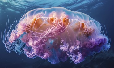 Behemoth jellyfish pulsating, nature background AI generated