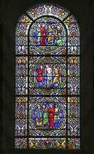 Romanesque stained glass window of the nave, Romanesque-Gothic Saint-Julien du Mans Cathedral, Le