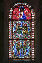 Romanesque stained glass window of the nave, Romanesque-Gothic Saint-Julien du Mans Cathedral, Le