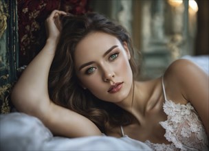 Portrait of a beautiful young woman in a luxurious interior. Beauty, fashion. ai generative, AI