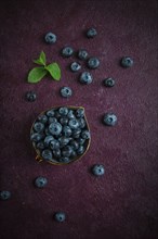 Fresh berries, Blueberries, on a maroon background, food concept, vertical, no people