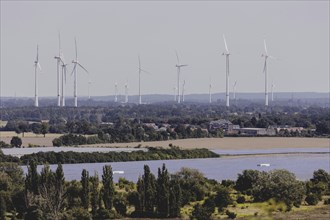 Wind turbines and solar fields, photographed in Berlin, 07/08/2024