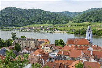 View from Dürnstein castle in spring, Dürnstein, Danubia river, Wachau, Austria, Europe