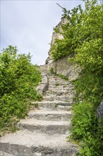 Stairs at Dürnstein castle in spring, Austria, Europe