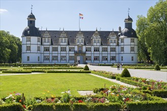 Neuhaus Castle, moated castle, Weser Renaissance, Paderborn, Westphalia, North Rhine-Westphalia,