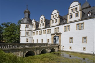 Neuhaus Castle, moated castle, Weser Renaissance, Paderborn, Westphalia, North Rhine-Westphalia,