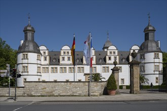 Neuhaus Castle, moated castle, Weser Renaissance, Paderborn, Westphalia, North Rhine-Westphalia,