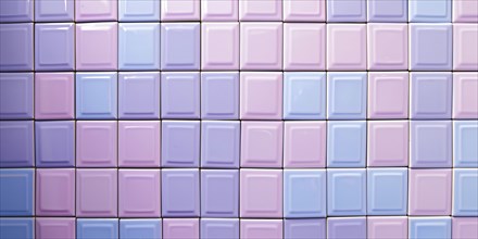 Banner with small pastel violet and pink colored tiles. Generative Ai, AI generated