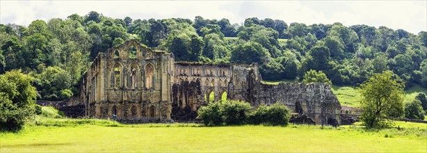 Panorama of Rievaulx Abbey, North York Moors National Park, North Yorkshire, England, UK