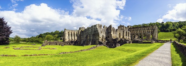 Panorama of Rievaulx Abbey, North York Moors National Park, North Yorkshire, England, UK