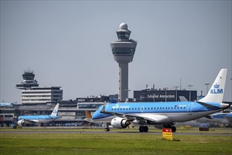 KLM cityhopper Embraer E190STD, aircraft at Amsterdam Schiphol Airport, shortly in front of