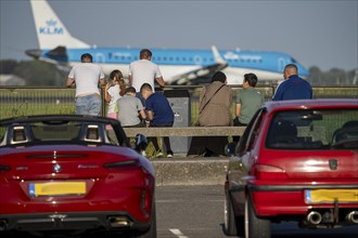 KLM aircraft after landing at Amsterdam Schiphol Airport, Polderbaan, 18R/36L, spotter spot,