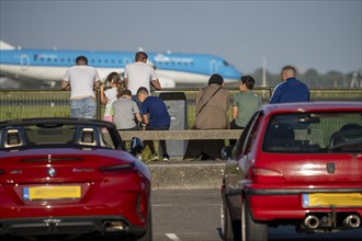 KLM aircraft after landing at Amsterdam Schiphol Airport, Polderbaan, 18R/36L, spotter spot,