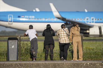 KLM aircraft after landing at Amsterdam Schiphol Airport, Polderbaan, 18R/36L, spotter spot,