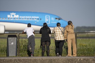 KLM aircraft after landing at Amsterdam Schiphol Airport, Polderbaan, 18R/36L, spotter spot,