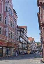 Lange Strasse, a pedestrianised street in the historic old town of Hannoversch Münden. Hann.