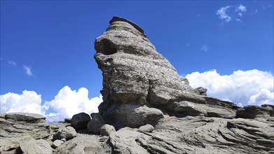 Sphinx stone formation, Bucegi National Park, Southern Carpathians, Romania, Europe