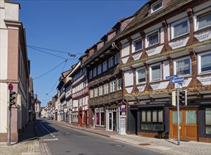 City centre of Höxter, Westerbachstrasse, with historic half-timbered houses. Höxter,