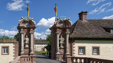 Entrance to Corvey Castle, also Corvey Monastery, UNESCO World Heritage Site, in the Weserbergland.