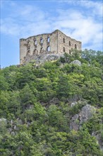 Brahehus castle ruins at Gränna, 180 meters above Lake Vättern, built by Per Brahe in 1637 and