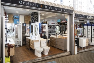 Sanitary ware shop at the Mercat dels Encants flea market in Barcelona, Spain, Europe