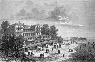 Baltic resort Heringsdorf in Mecklenburg-Vorpommern, Germany, in 1880, Historical, digital