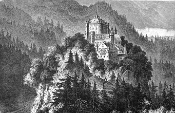 Hohenschwangau Castle near Füssen in Ostallgäu, Bavaria, Germany, in 1880, Historical, digital