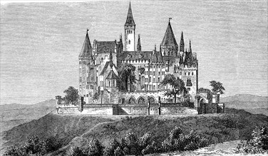 Hohenzollern Castle after its restoration, Baden-Württemberg, Germany, in 1890, Historical, digital