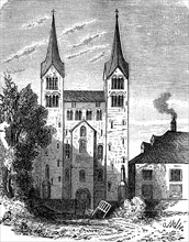 Benedictine Abbey Corvey, Korvei in North Rhine-Westphalia, Germany, in 1880, Historical, digital