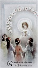 Holy picture, commemoration of the first holy communion, 1910, Germany, historical, digital