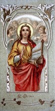 Small picture of a saint with an image of St Cecilia, Germany, 1900, historical, digital