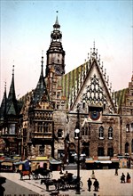 The town hall of Wroclaw, formerly Silesia, today Wroclaw in Poland, in 1895, historical, digital