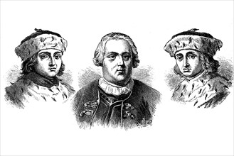 Elector Frederick I (1371-1440), King Frederick William I (1688-1740) and Elector Frederick II