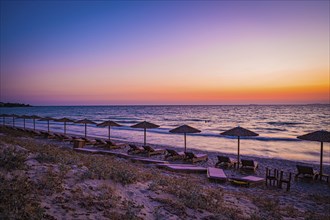 Beach on the island of Kos near the town of Mastichari in summer at sunset, Mastichari, Kos,