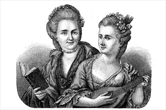 Friederike Oeser, 1748-1829, friend of Goethe, together with her sister, historical, digital